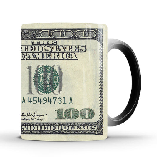 Colour-changing banknote mug