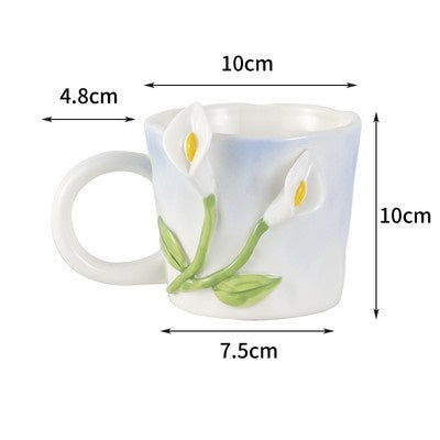 Floral tulip mug, view 3