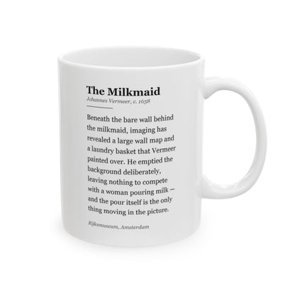 #41 The Milkmaid mug — the story of the painting, on the face the drinker reads