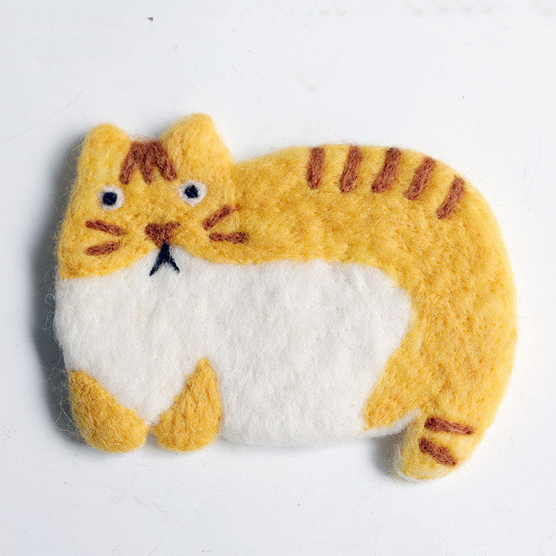 Wool felt kitten coaster