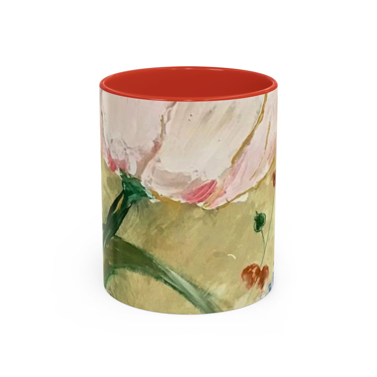 #5 True Love mug with a red interior, front view