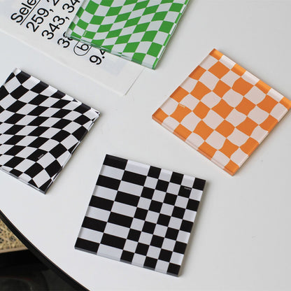 Acrylic checkerboard coaster, view 3