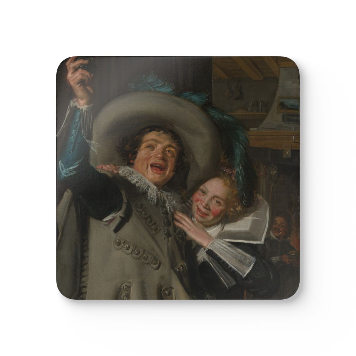 #61 Young Man and Woman in an Inn — one coaster from the set, face on