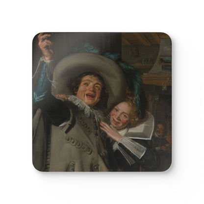 #61 Young Man and Woman in an Inn — one coaster from the set, face on