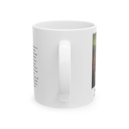 #22 Mona Lisa mug, the back face carrying the story of the 1911 theft