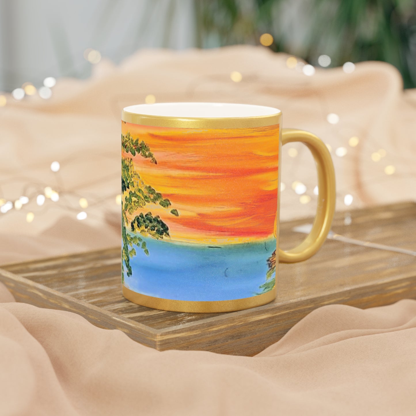 #13 Oasis — Metallic Gold Mug, 11oz