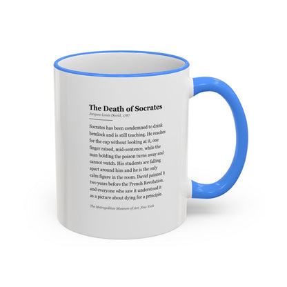 #71 The Death of Socrates mug — the story of the painting, on the face the drinker reads