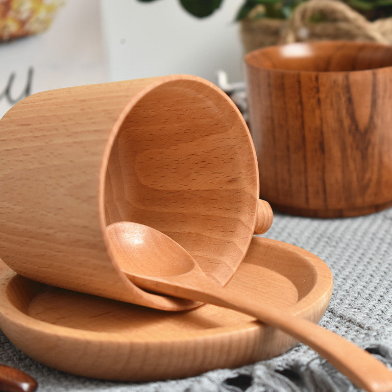 Beech wood cup and saucer