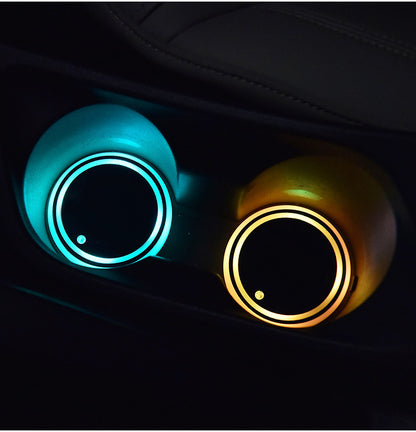 Colorful Cup Holder LED Light-up Coaster Solar USB, view 3