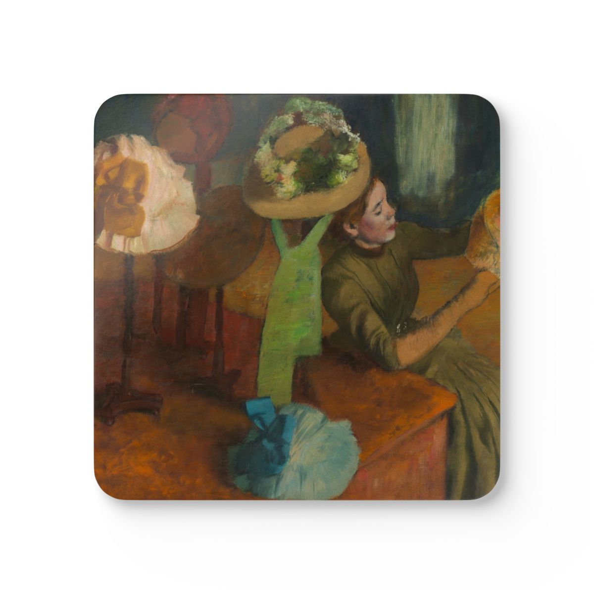 #77 The Millinery Shop — one coaster from the set, face on