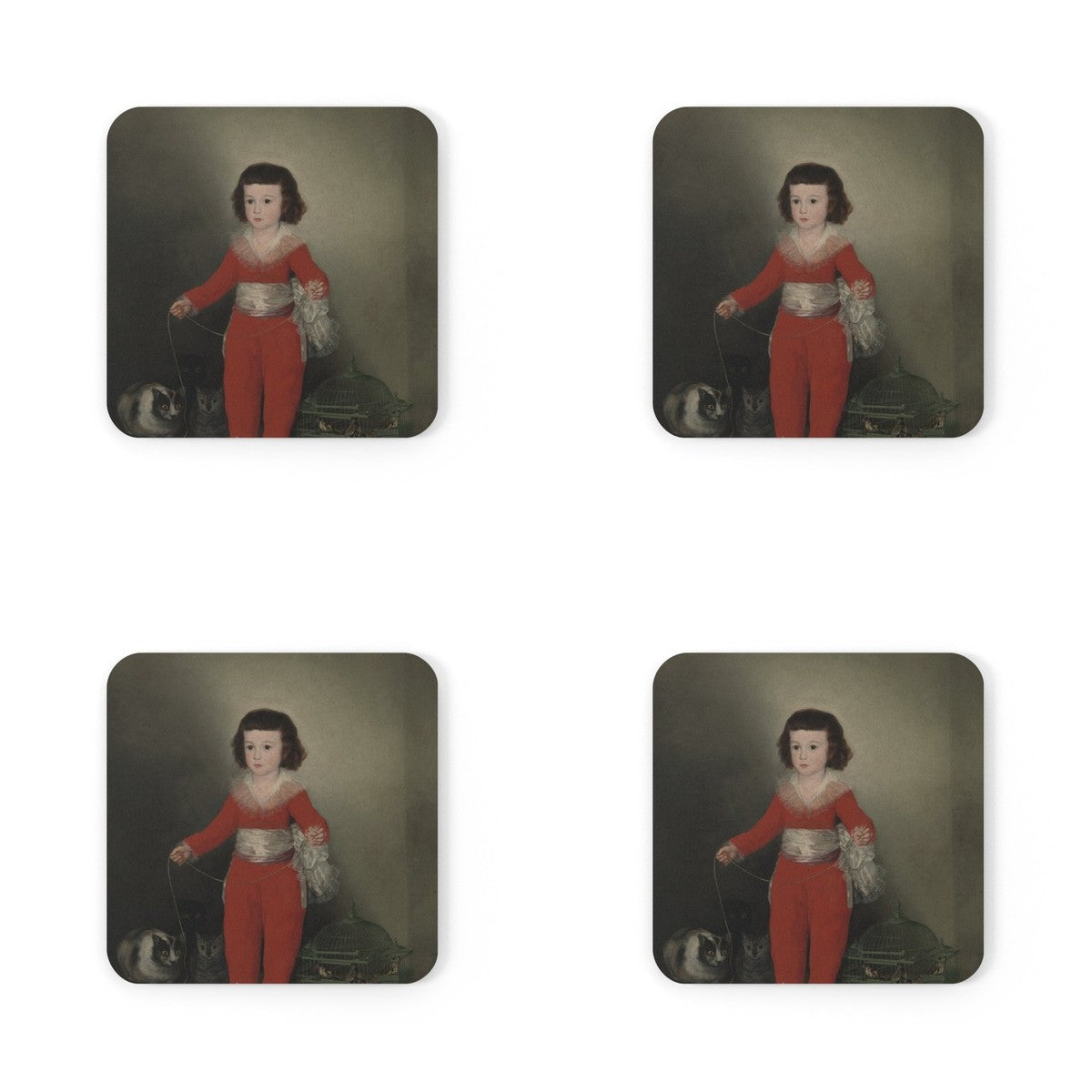 Four coasters printed with Manuel Osorio Manrique de Zuñiga
