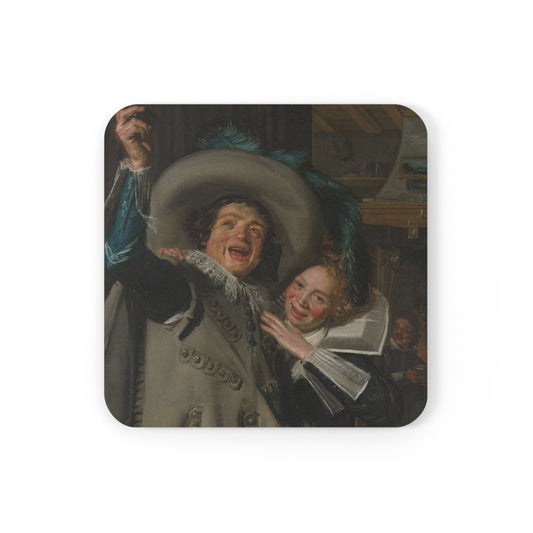 Cork-backed coaster printed with Young Man and Woman in an Inn