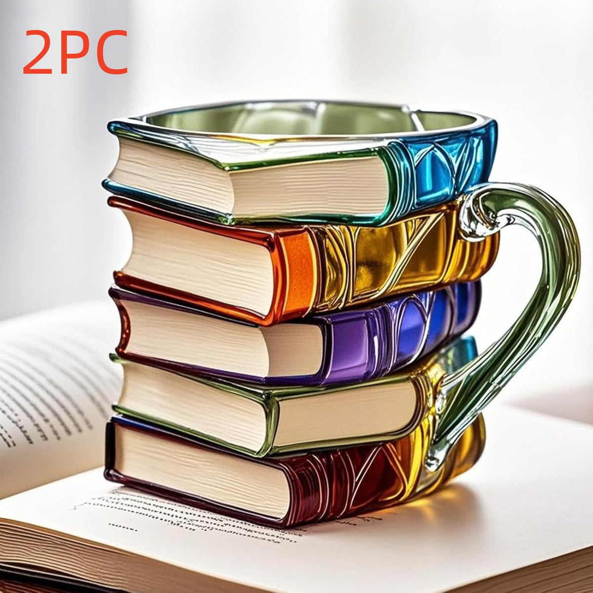 Painted book mug, view 2