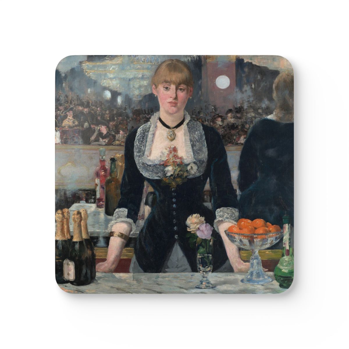 #88 A Bar at the Folies-Bergère — one coaster from the set, face on