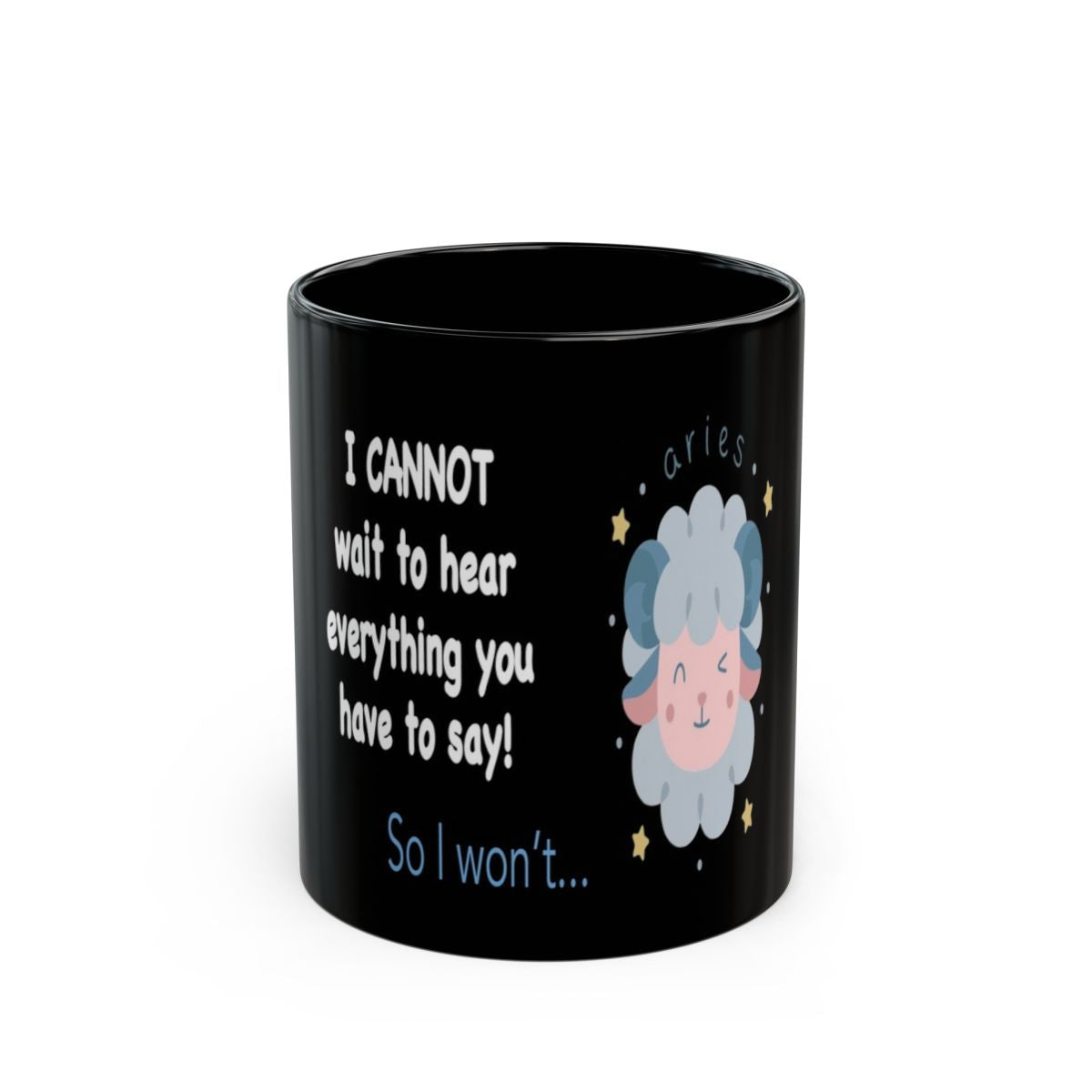 #9 Impatient Aries Black mug, front view