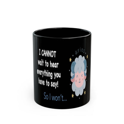 #9 Impatient Aries Black mug, front view