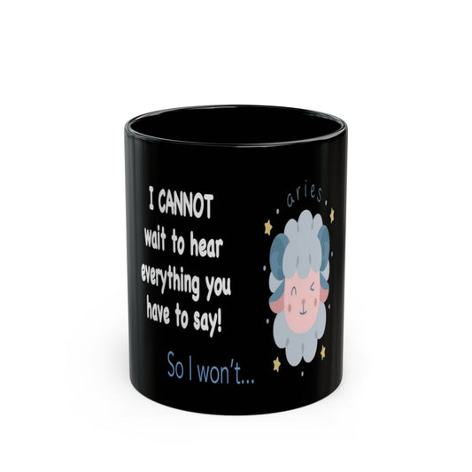 #9 Impatient Aries Black mug, front view