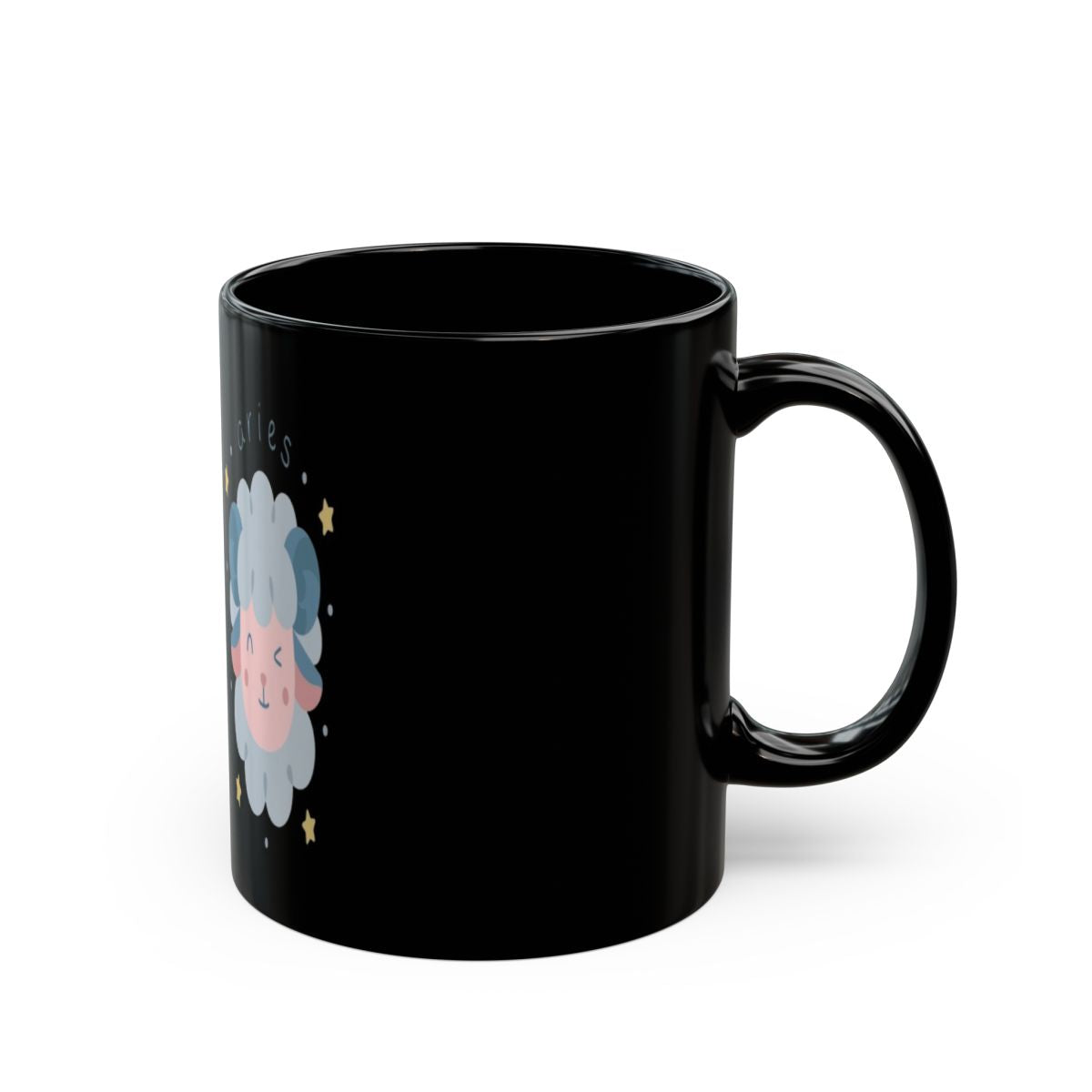 #9 Impatient Aries Black mug, three-quarter view from the right