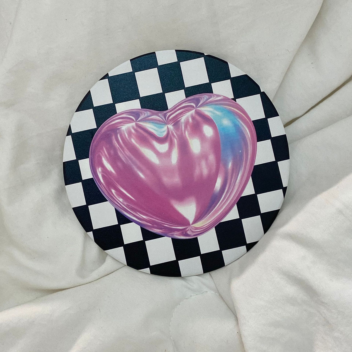 Ceramic checkerboard love coaster