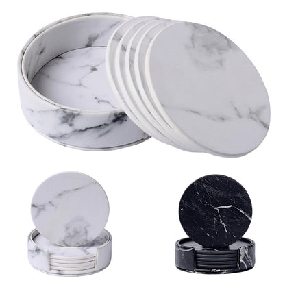 Marble Pattern Coaster Pu Double-sided Leather Bar, view 2
