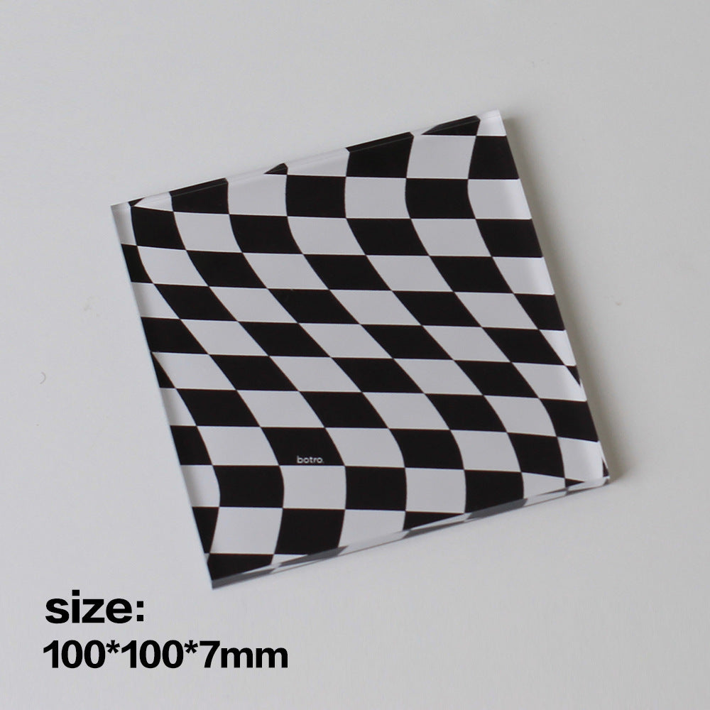 Acrylic checkerboard coaster, view 2
