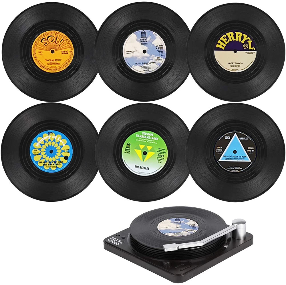 6 Pcs/Set Vinyl Original Record Disk Coasters | Coasters Rizz #1 ...