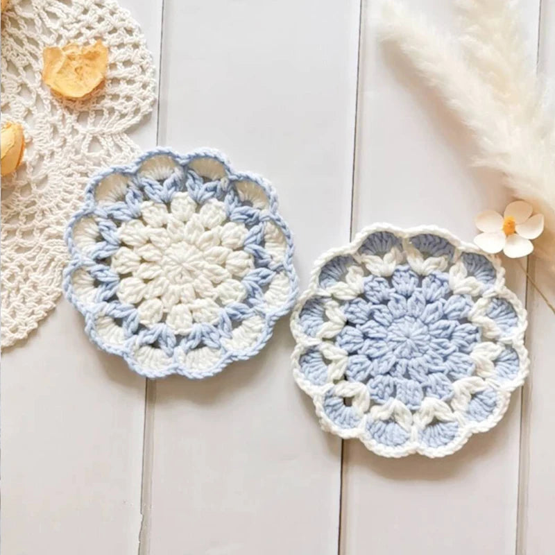 light blue handmade coasters