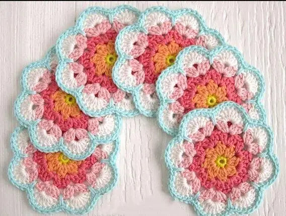 colorfull crochet coasters