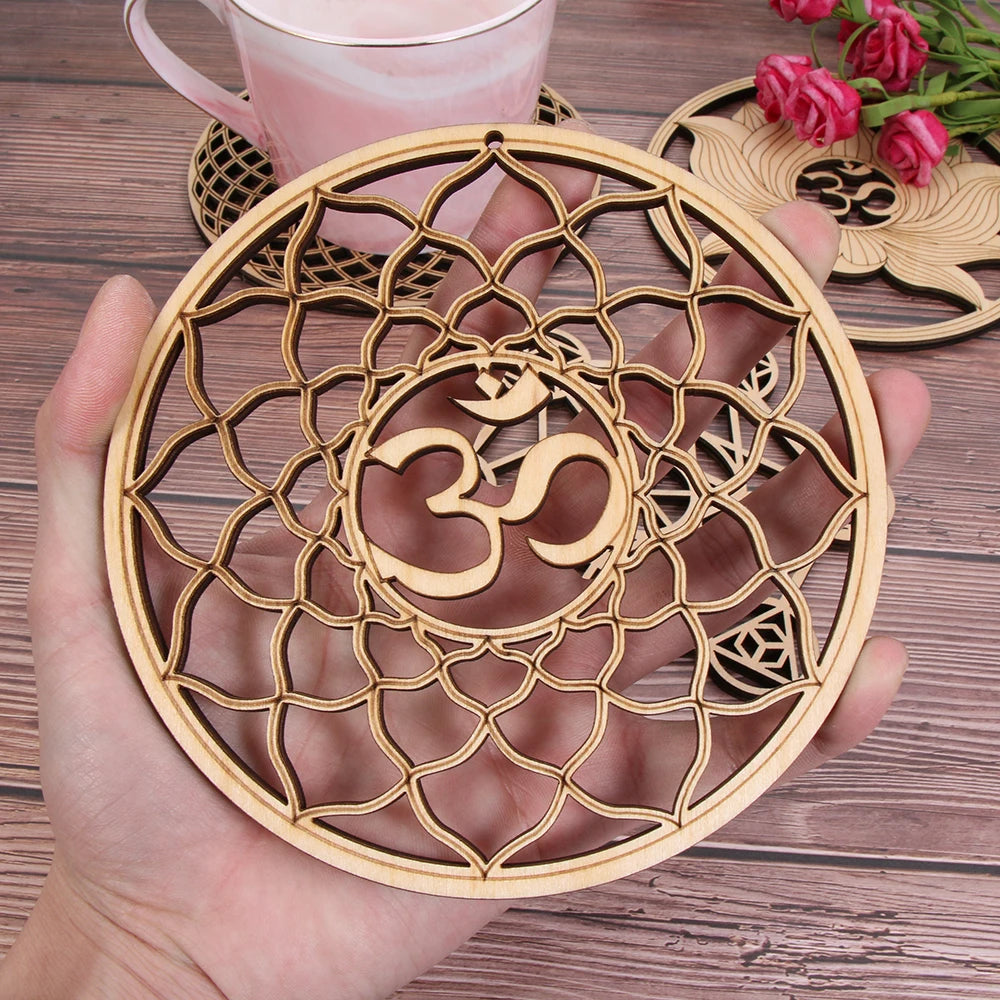 Various Styles Natural Wooden Sacred Geometry Ornament Coasters [COASTERS IN STYLE SERIES]