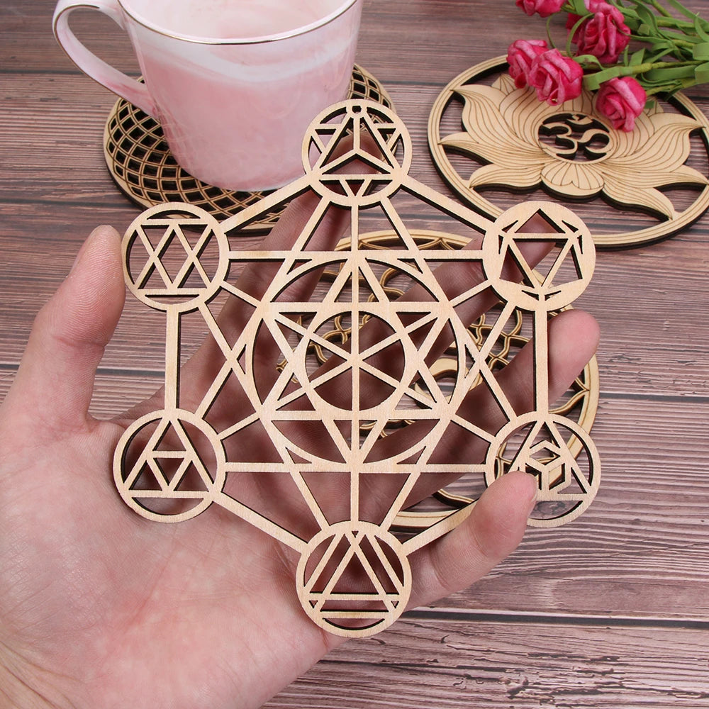 Various Styles Natural Wooden Sacred Geometry Ornament Coasters [COASTERS IN STYLE SERIES]