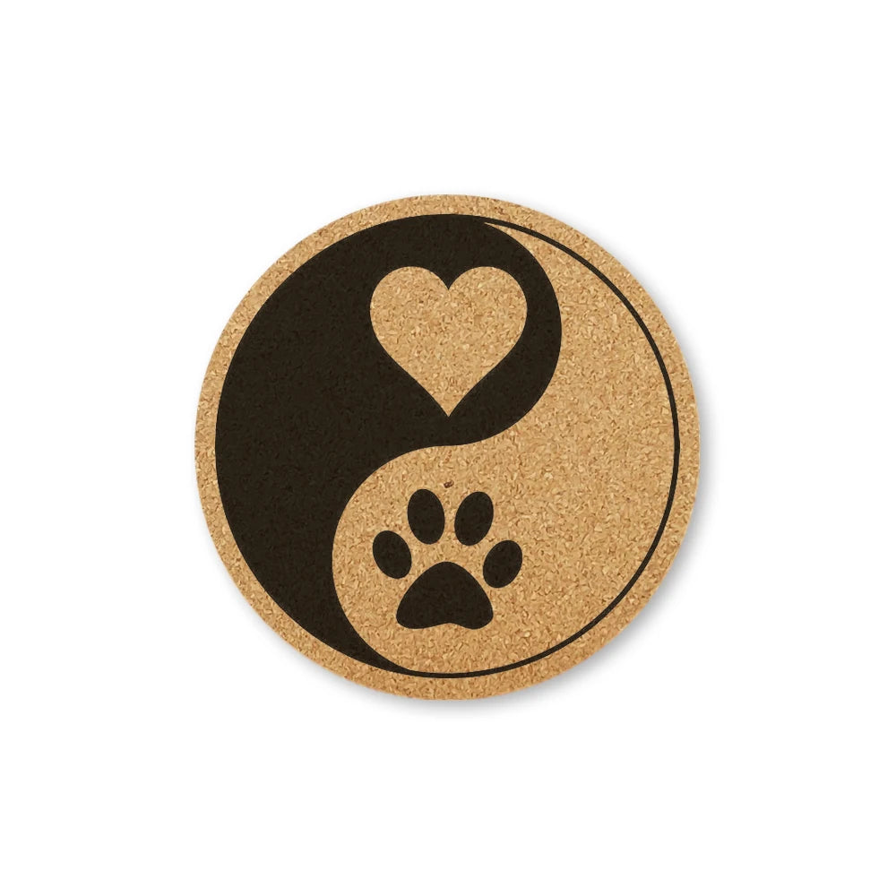 yin yang wooden cork coaster