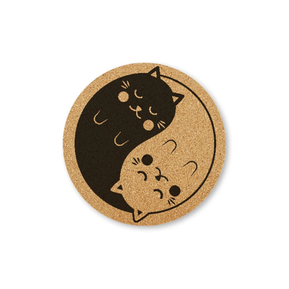 yin yang cats coaster