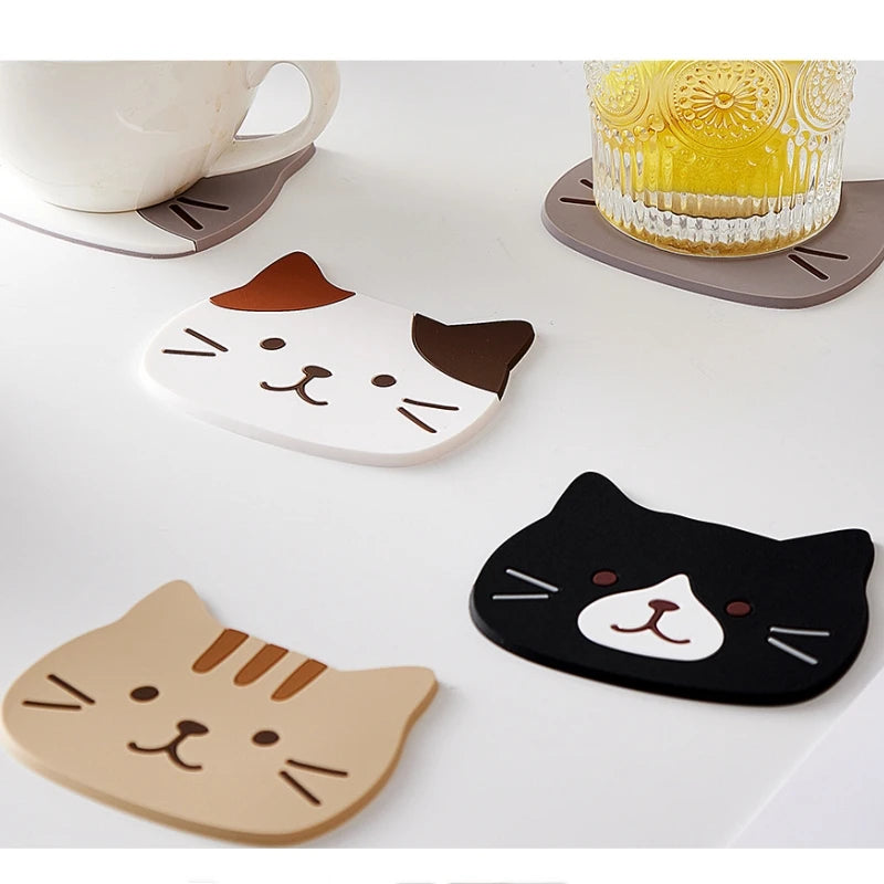 kawaii cat cartoon coasters