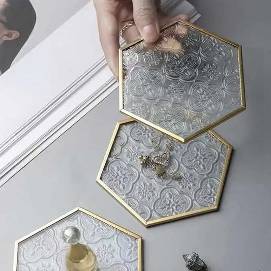 hexagonal glass coasters