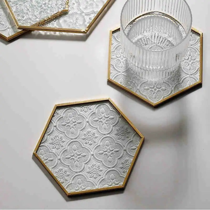 gold glass coasters