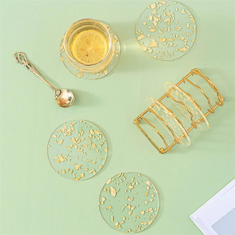 transparent golden coasters set