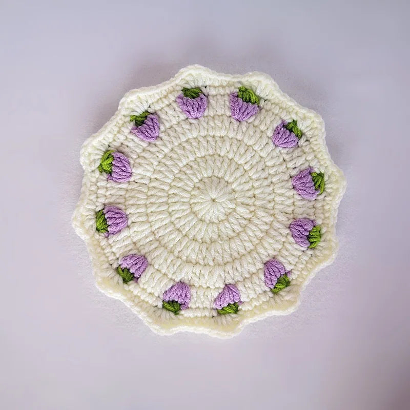 Crochet coaster purple