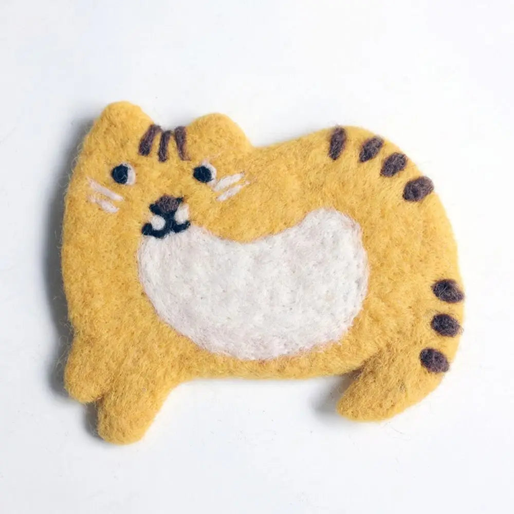 yellow animal felt coaster