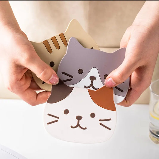 kawaii cat coasters