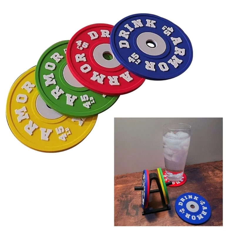 colourfull barbell coasters set