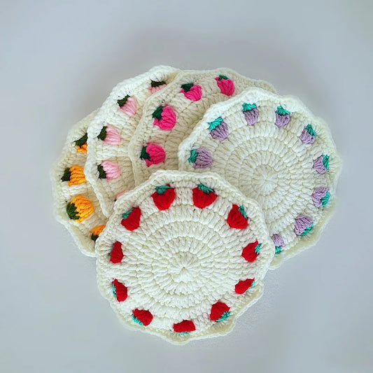 Strawberries Crochet Coasters