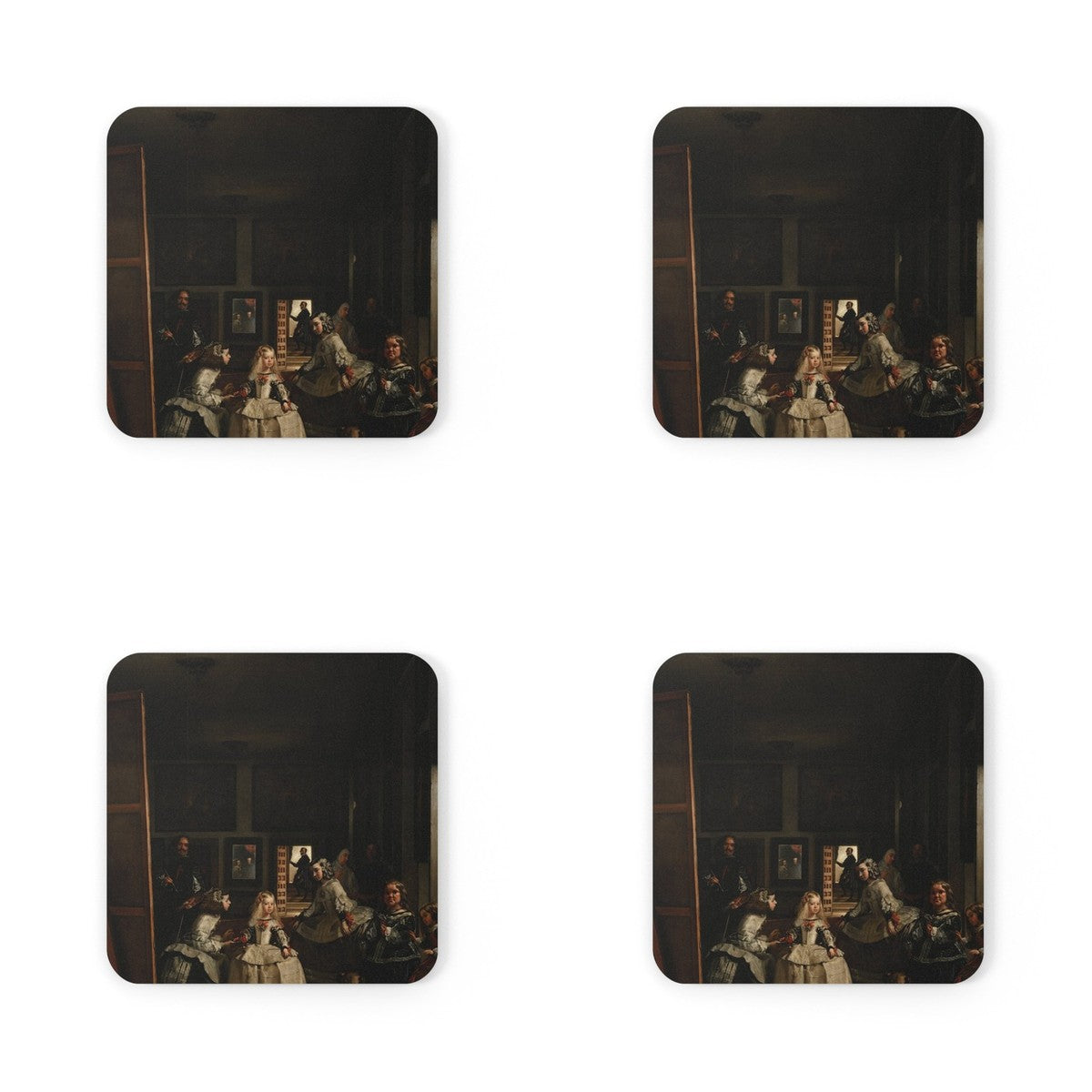 Four coasters printed with Las Meninas