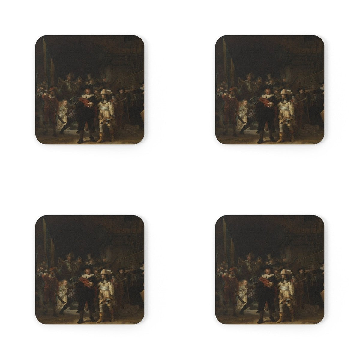 Four coasters printed with The Night Watch