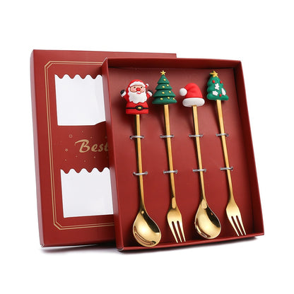 Christmas spoons, set of four, green