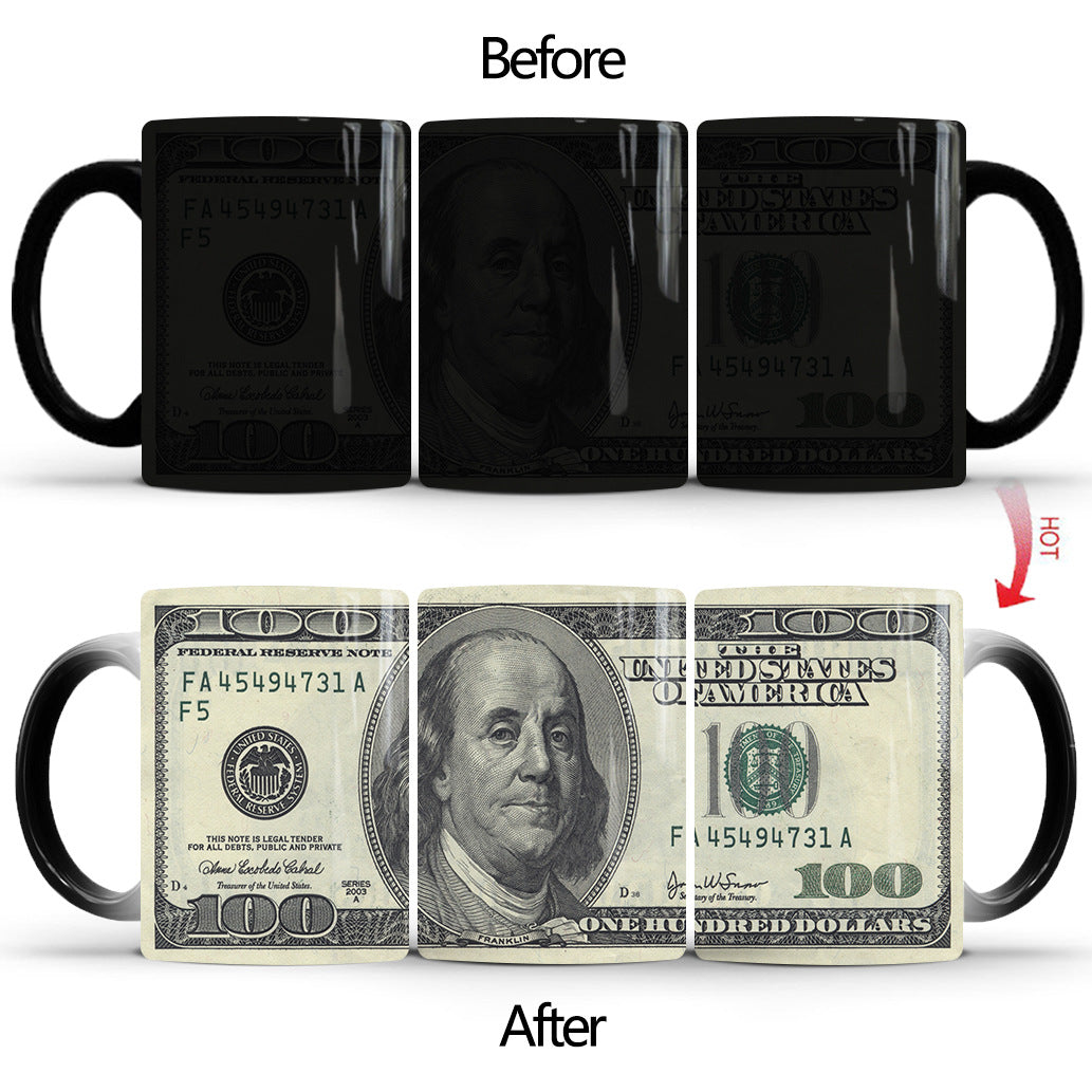Colour-changing banknote mug, view 2