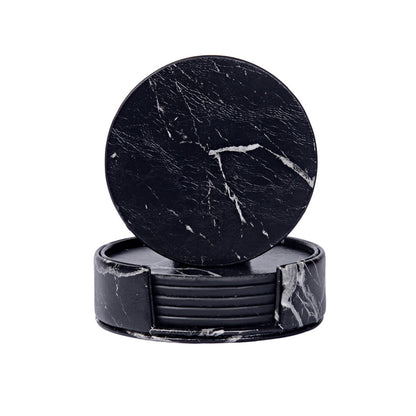 Marble Pattern Coaster Pu Double-sided Leather Bar