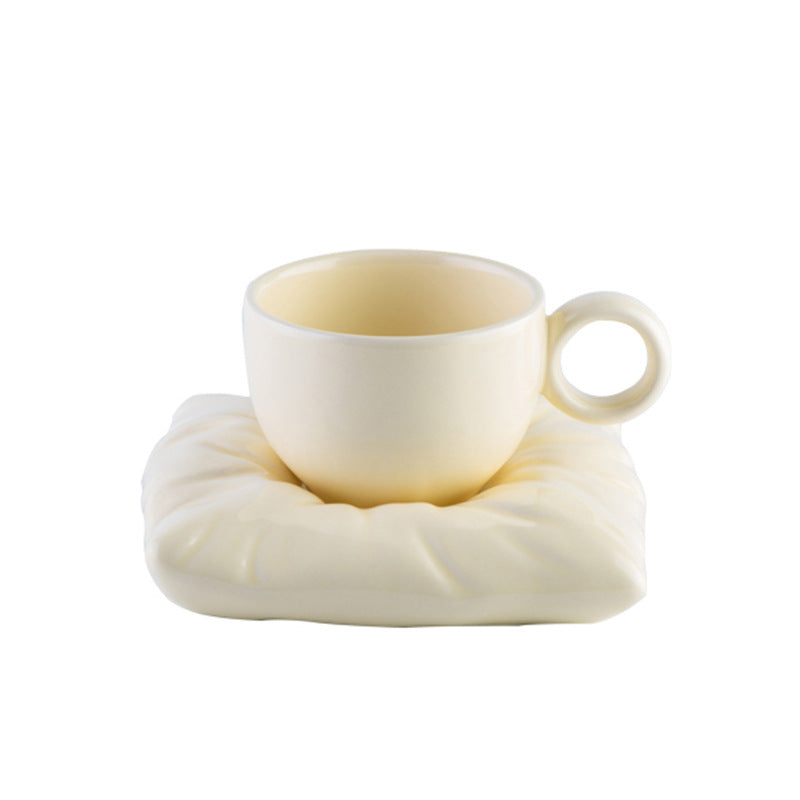 Nordic Ceramic Cup With Pillow Coaster Couple Coffee