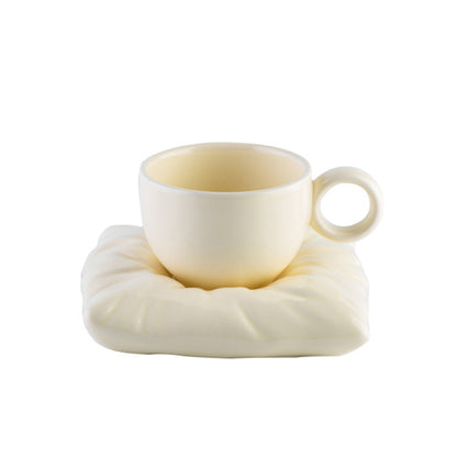Nordic Ceramic Cup With Pillow Coaster Couple Coffee