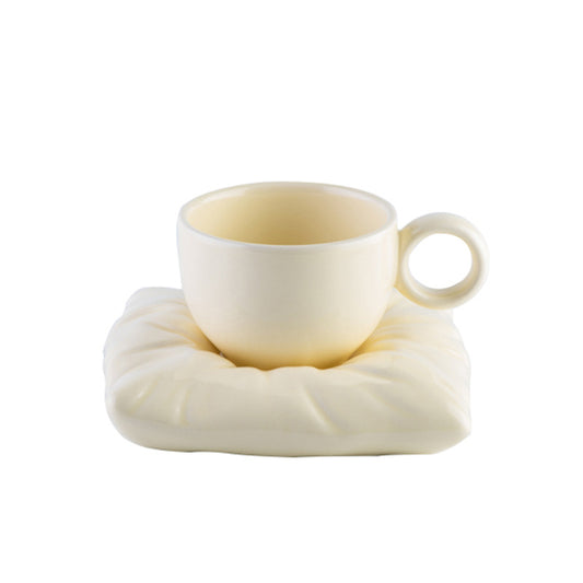 Nordic Ceramic Cup With Pillow Coaster Couple Coffee