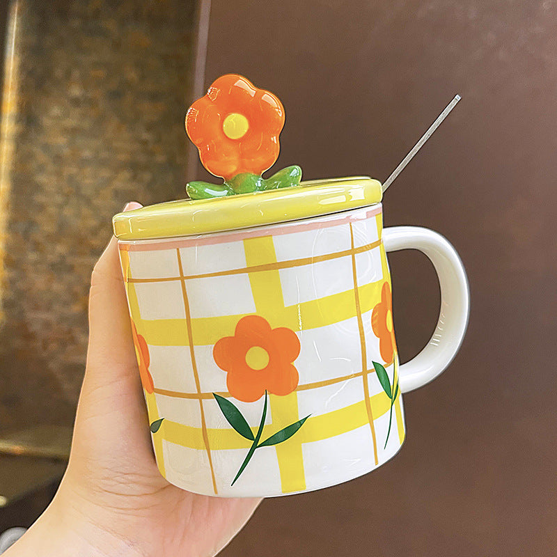 Ceramic mug with lid and spoon